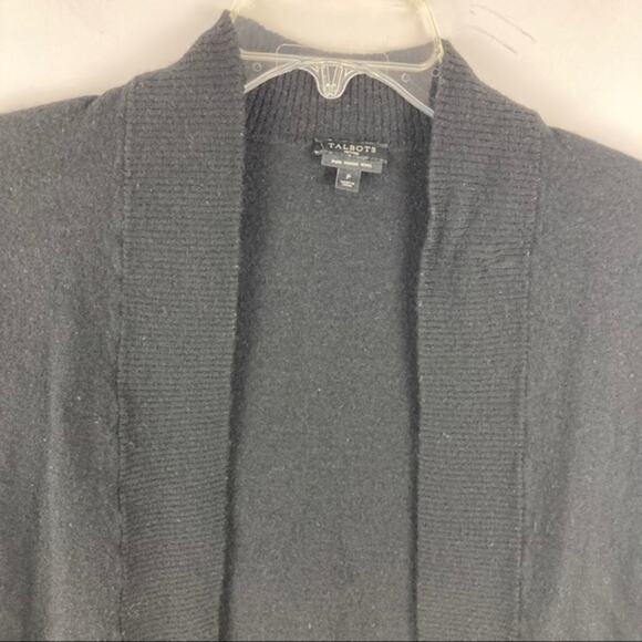 Talbots Black 100% Merino Wool Cardigan Sz SP Casual Minimalist - Picture 2 of 6